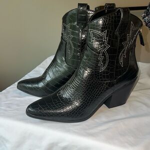 Brand New Faux Croc leather Ankle Cowboy Boots